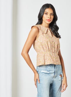 All Over Print Top Brown