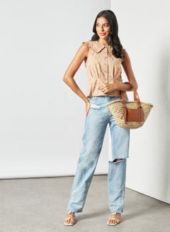 Y.A.S All Over Print Top Brown  - Image 3
