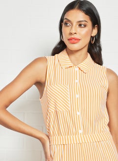 PIECES Striped Playsuit Orange  - Image 4