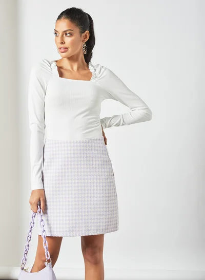 PIECES Ribbed Long Sleeve Blouse White