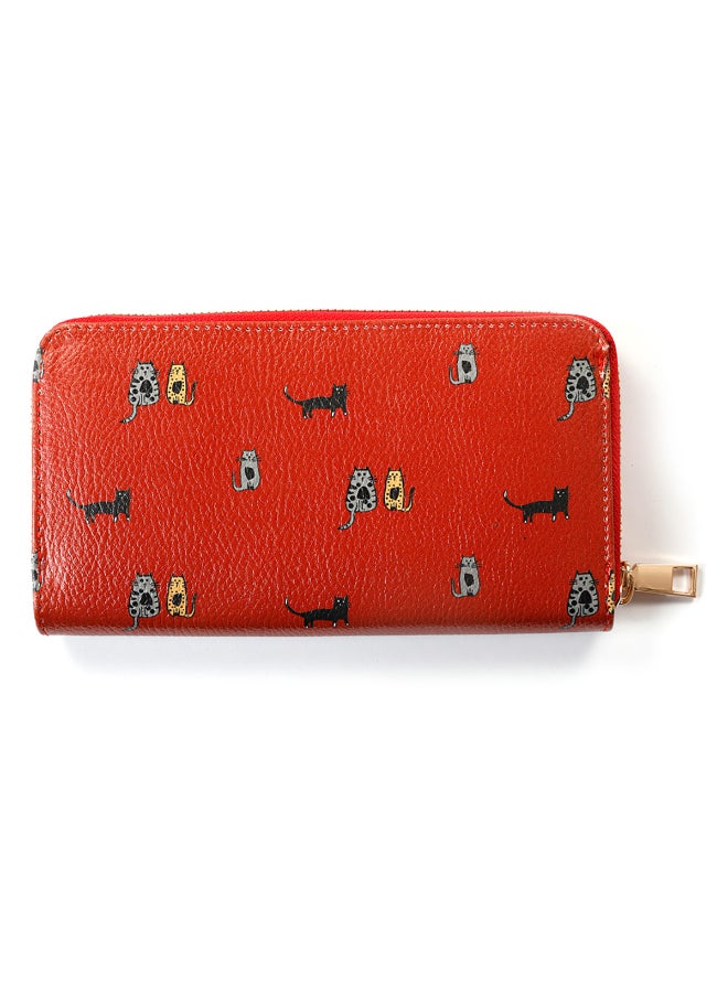 بيج ديزاين محفظة كاجوال مزيّنة بطبعة قطط أسود/أحمر - Image 2