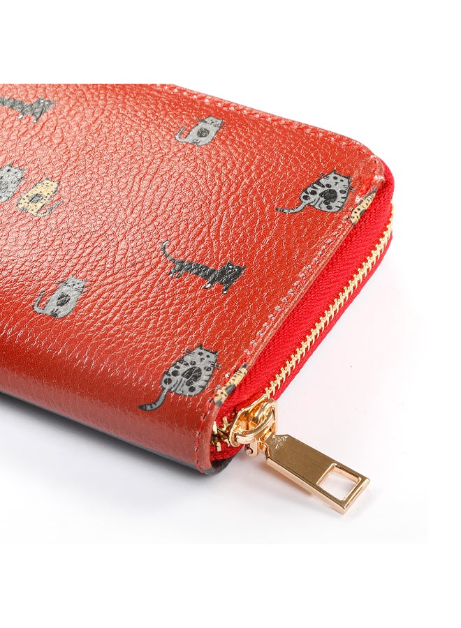 بيج ديزاين محفظة كاجوال مزيّنة بطبعة قطط أسود/أحمر - Image 5