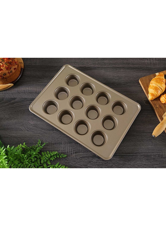 بان هوم  صينية بلانش بعدد 12 قالباً لكيك المافن من النحاس بني 42 x 30 x 4سم - Image 2