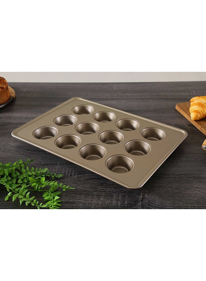 بان هوم  صينية بلانش بعدد 12 قالباً لكيك المافن من النحاس بني 42 x 30 x 4سم - Image 3