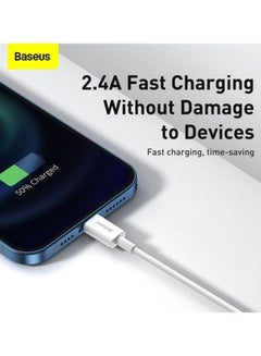 Baseus Superior Series USB to Lightning-Fast Charging Cable Data Transfer 2.4A for iPhone 13 12 11 Pro Max Mini XS X 8 7 6 5 SE iPad and More (25cm) White  - Image 2