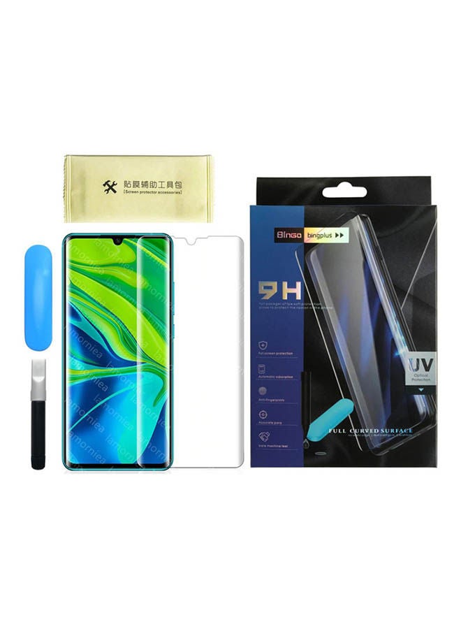بينجو لاصقة حماية للشاشة من الزجاج بتصميم خفيف ومنحنٍ ببصريات مضادة للأشعة فوق البنفسجية ومغطاة بطبقة من النانو ومزودة بغراء كامل لهاتف شاومي مي 10/ مي نوت 10 برو/ Cc9 برو شفاف - Image 1