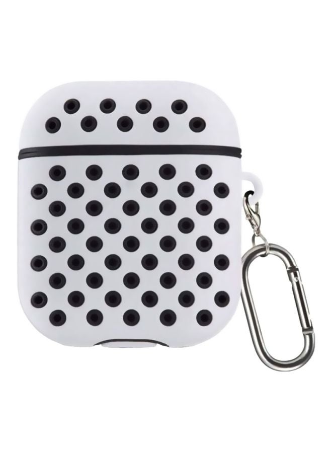 MARGOUN Protective Case Cover With Carabiner For Apple AirPods White/Black - Image 1