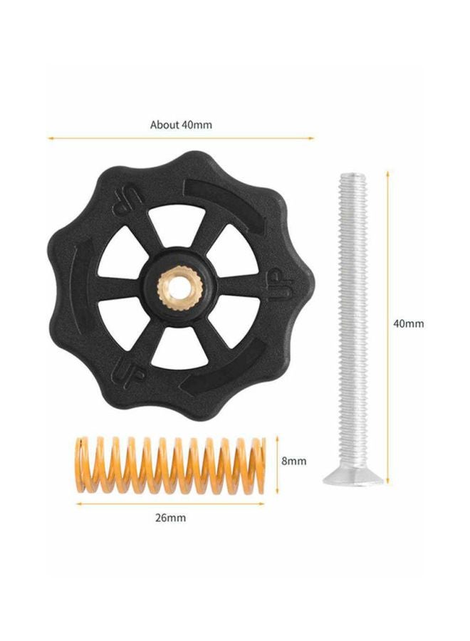 أيبيسي صواميل ضبط المستوى محسنة ويمكن لفها يدوياً بقطر 40 مم من 12 قطعة ونوابض مصبوبة بالضغط الحراري مع براغي M4 مقاس 30 مم لطابعة كرياليتي إندر-3 ثلاثية الأبعاد أسود/ذهبي - Image 3