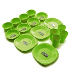 16-Piece Plastic Dinnerware Set Lime Flat Plat size 19.5 cm-Deep Plate Size 13 cm-Bowl Size 400 ml-Cup Size 300 mlcm - v1623756261/N41010557A_2