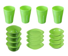 16-Piece Plastic Dinnerware Set Lime Flat Plat size 19.5 cm-Deep Plate Size 13 cm-Bowl Size 400 ml-Cup Size 300 mlcm - v1623756261/N41010557A_4