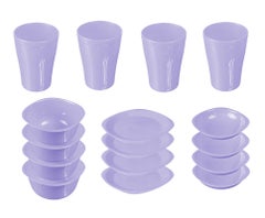 Dinnerware Plates Set - 16 Piece - Light Purple (Flat Plat size 19.5 cm-Deep Plate Size 13 cm-Bowl Size 400 ml-Cup Size 300 ml)cm - v1623756261/N44903923A_4