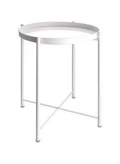 ZENHOME Metal Round Coffee Table White  - Image 1