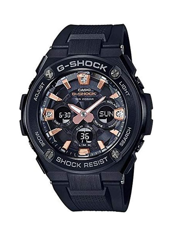 جي شوك ساعة يد بعقارب وسوار من الاستانلس ستيل للرجال