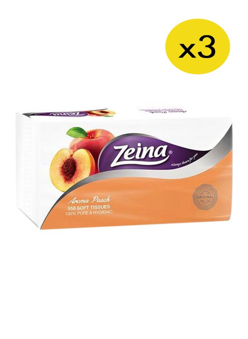 Zeina Facial Tissues Peach 500T 3Pack Multicolour