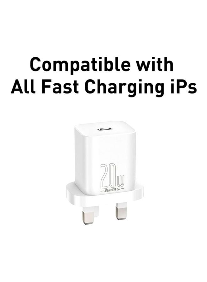 Baseus - iPhone Charger Type C PD 20W Fast USB C Charger iPhone 15 Fast Charger Port Type-C Power Plug Universal Travel Adapter USB-C Plug for iPhone 15/15 Pro Max/15 Pro/15 Plus/14/13/12/11, Etc White - Image 1