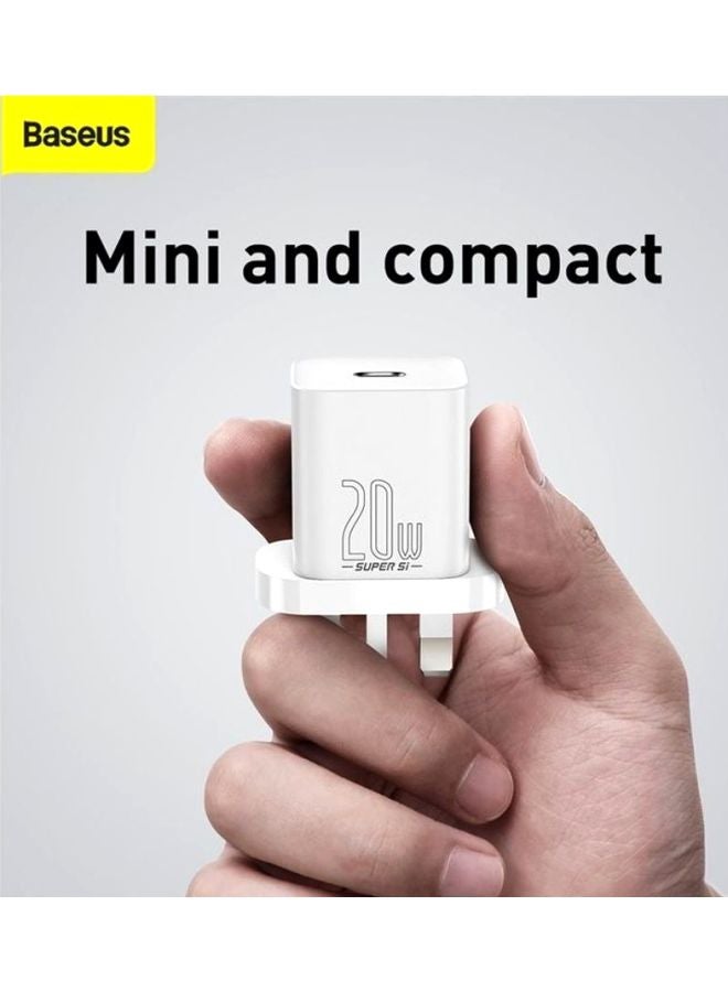Baseus - iPhone Charger Type C PD 20W Fast USB C Charger iPhone 15 Fast Charger Port Type-C Power Plug Universal Travel Adapter USB-C Plug for iPhone 15/15 Pro Max/15 Pro/15 Plus/14/13/12/11, Etc White - Image 1