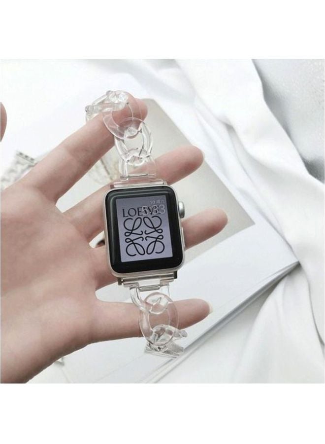 MARGOUN - Replacement Chain Marble Resin Band 42/ 44 mm For Apple iWatch Clear/Blue - Image 1