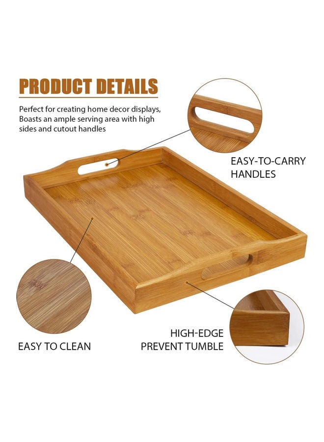 AIWANTO - 3-Piece Serving Tray With Handle Brown 40.61x28x3.05cm - Image 1