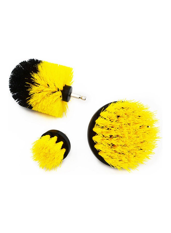 3-Piece Floor Cleaning Drill Brush Attachment Set Yellow/Black  - Image 1