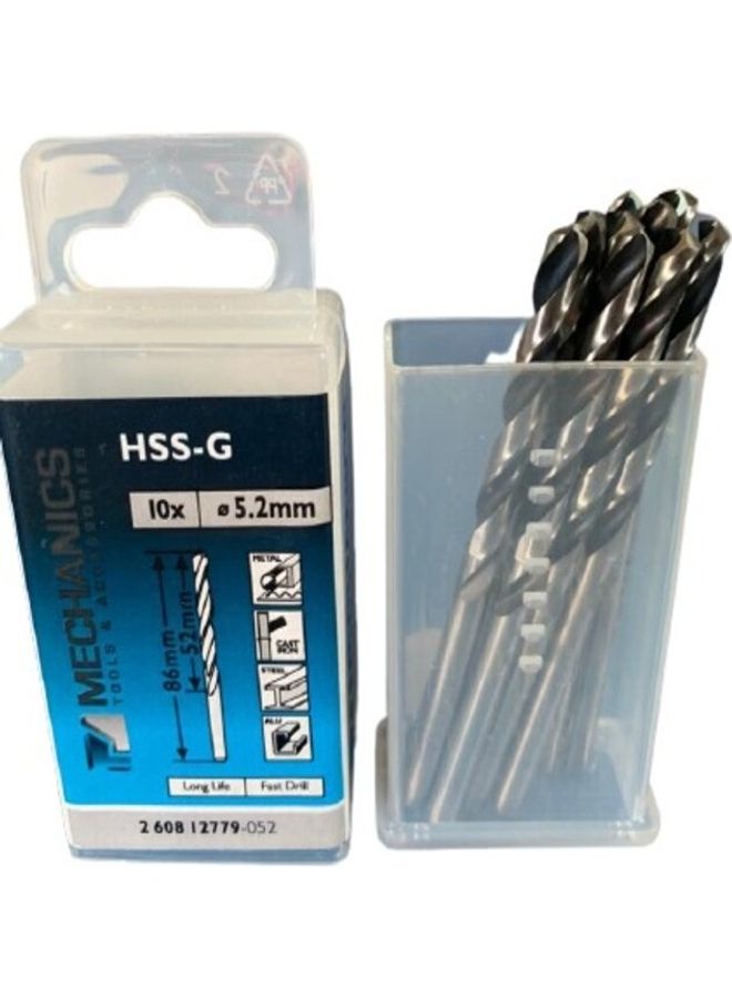 10-Piece HSS-G Straight Shank Drill Bit Set Silver - v1623767916/N48276119A_1