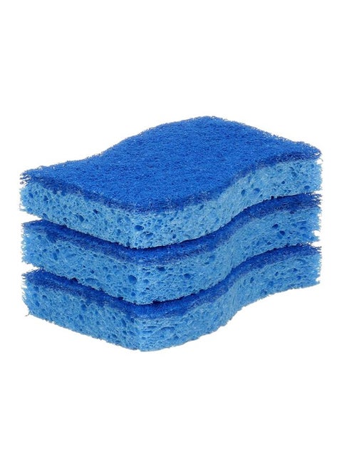 Pack Of 3 Non-Scratch Scrub Sponge Blue
