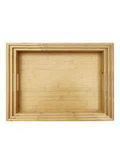 AIWANTO 3-Piece Serving Tray With Handle Brown 40.61x28x3.05cm  - Image 2