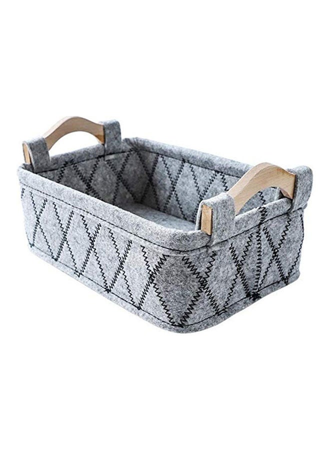 Storage Basket With Wooden Handle Dark Grey