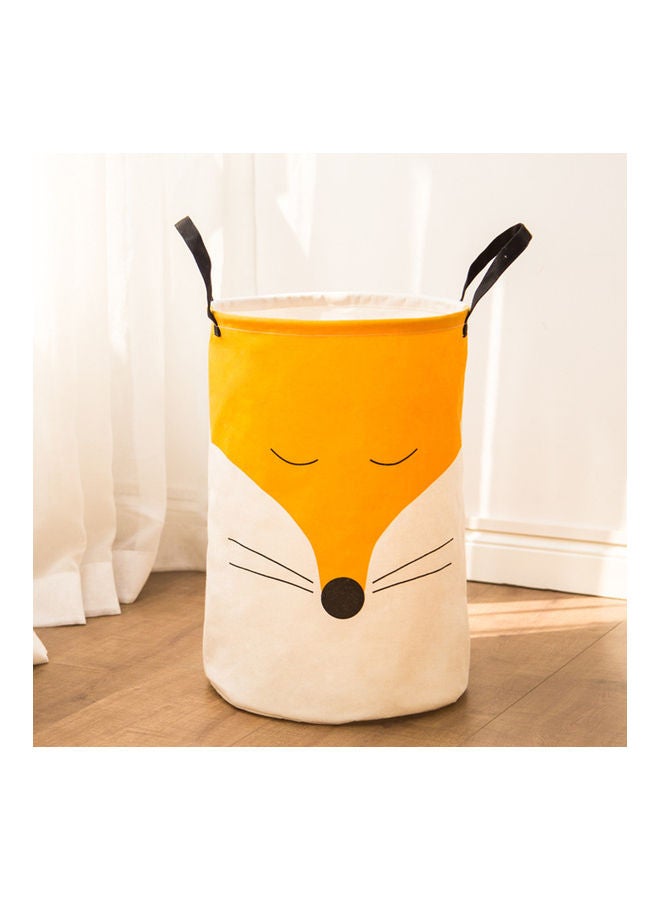 حقيبة غسيل قطنية بتصميم قابل للطي بيج/برتقالي 35x50سم - Image 2