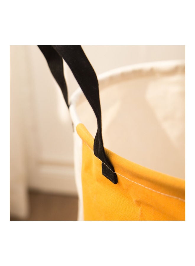 حقيبة غسيل قطنية بتصميم قابل للطي بيج/برتقالي 35x50سم - Image 4