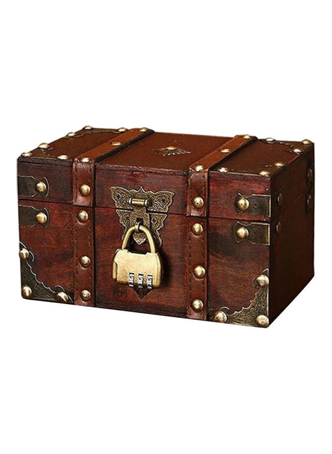 Dustproof Wooden Storage Box Brown/Gold - Image 1