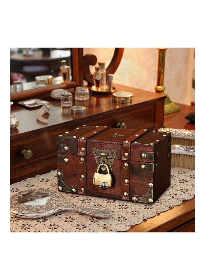 Dustproof Wooden Storage Box Brown/Gold - Image 2