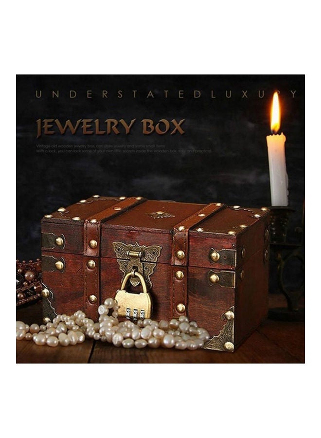 Dustproof Wooden Storage Box Brown/Gold - Image 3