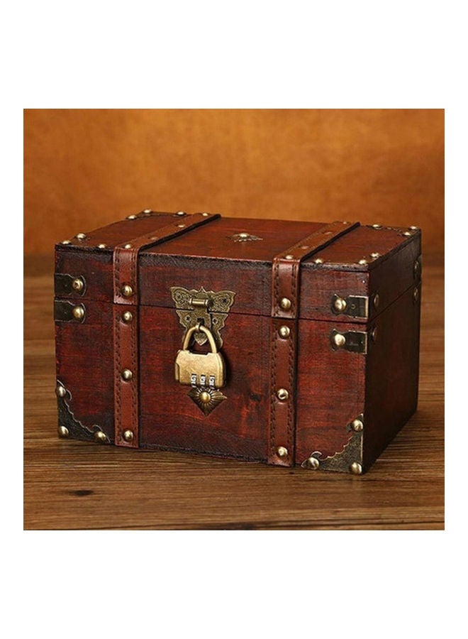 Dustproof Wooden Storage Box Brown/Gold - Image 4