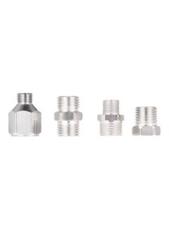 4-Piece Airbrush Adaptor Kit For Compressor And Airbrush Hose Silver