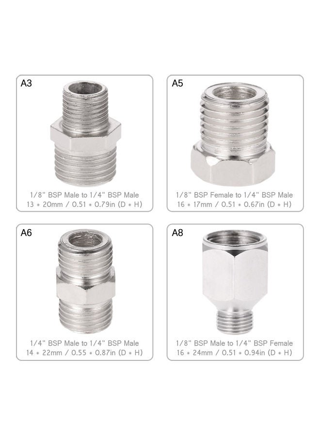 Generic - 4-Piece Airbrush Adaptor Kit For Compressor And Airbrush Hose Silver - Image 1