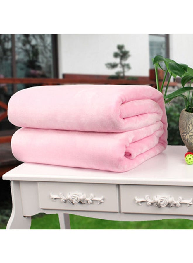 Beauenty Solid Colour Flannel Blanket Flannel Pink 100x150cm 