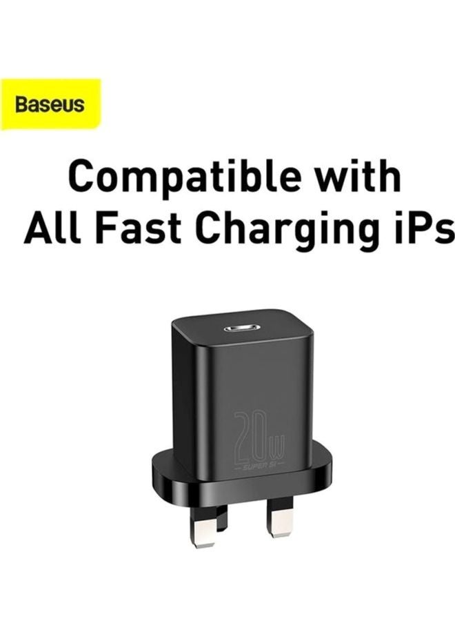 Baseus - iPhone Charger Type C PD 20W Fast USB C Charger iPhone 15 Fast Charger Port Type-C Power Plug Universal Travel Adapter USB-C Plug for iPhone 15/15 Pro Max/15 Pro/15 Plus/14/13/12/11, Etc Black - Image 1