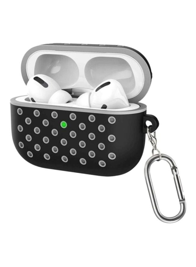 MARGOUN Protective Case Cover With Carabiner For Apple AirPods Pro Black/Grey - Image 3