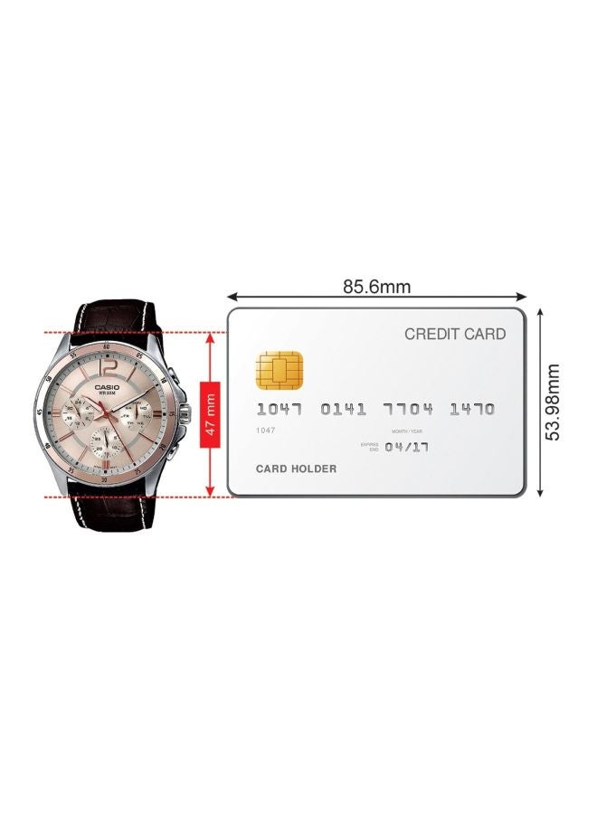 CASIO Men's Leather Analog Watch MTP-1374L-9AV - 47 mm - Brown - Image 5