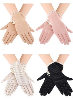 4 Pair Of Dotted Sun Protection Anti-Skid Gloves Multicolour