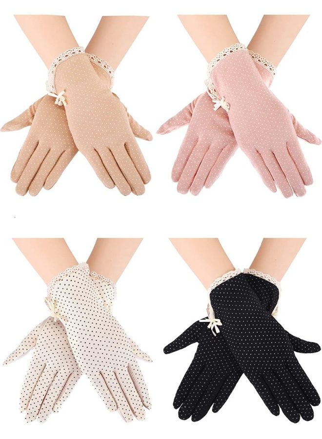 XiuWoo - 4 Pair Of Dotted Sun Protection Anti-Skid Gloves Multicolour - Image 1