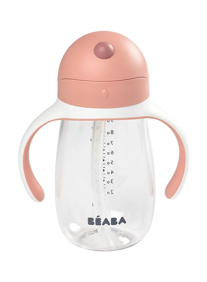 BEABA Straw Sippy Cup, Sippy Cup With Removable Handles, Sippy Cup With Straw, Baby Straw Cup, Toddler Cup For Toddlers 1 To 3 Years, Toddler Straw Cups, 8+ Months , 10 Oz, Rose