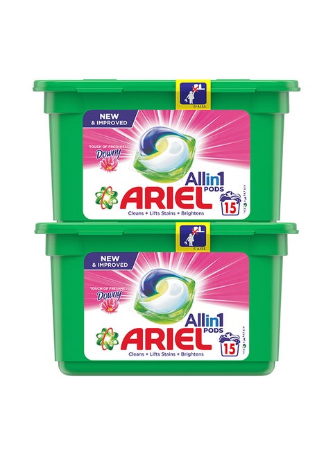 Automatic All In 1 Pods Laundry Detergent Touch Of Freshness Downy 15 Count Pack Of 2 378grams