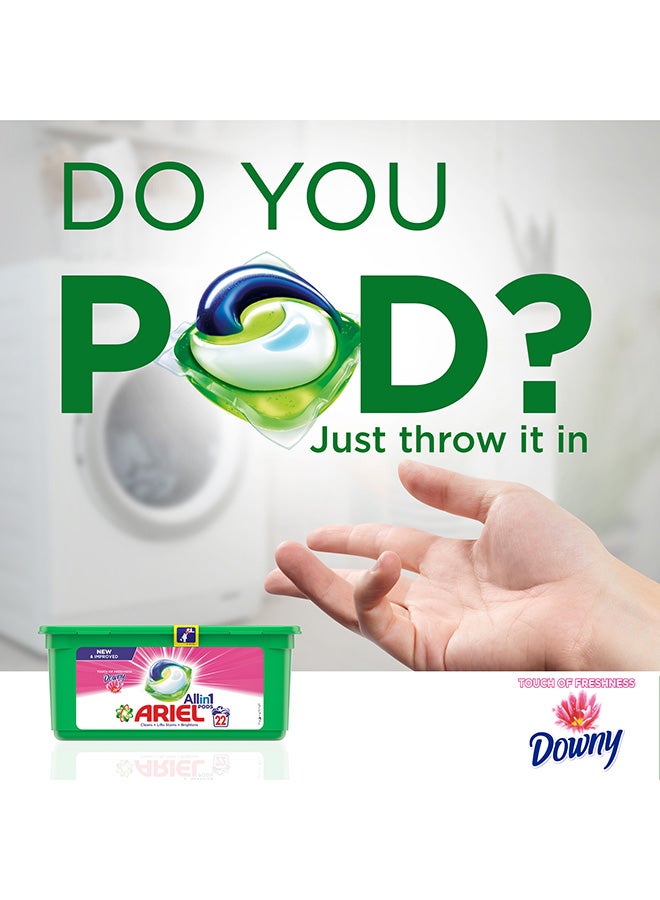 Ariel - Automatic All In 1 Pods Laundry Detergent Touch Of Freshness Downy 15 Count Pack Of 2 378grams - Image 1