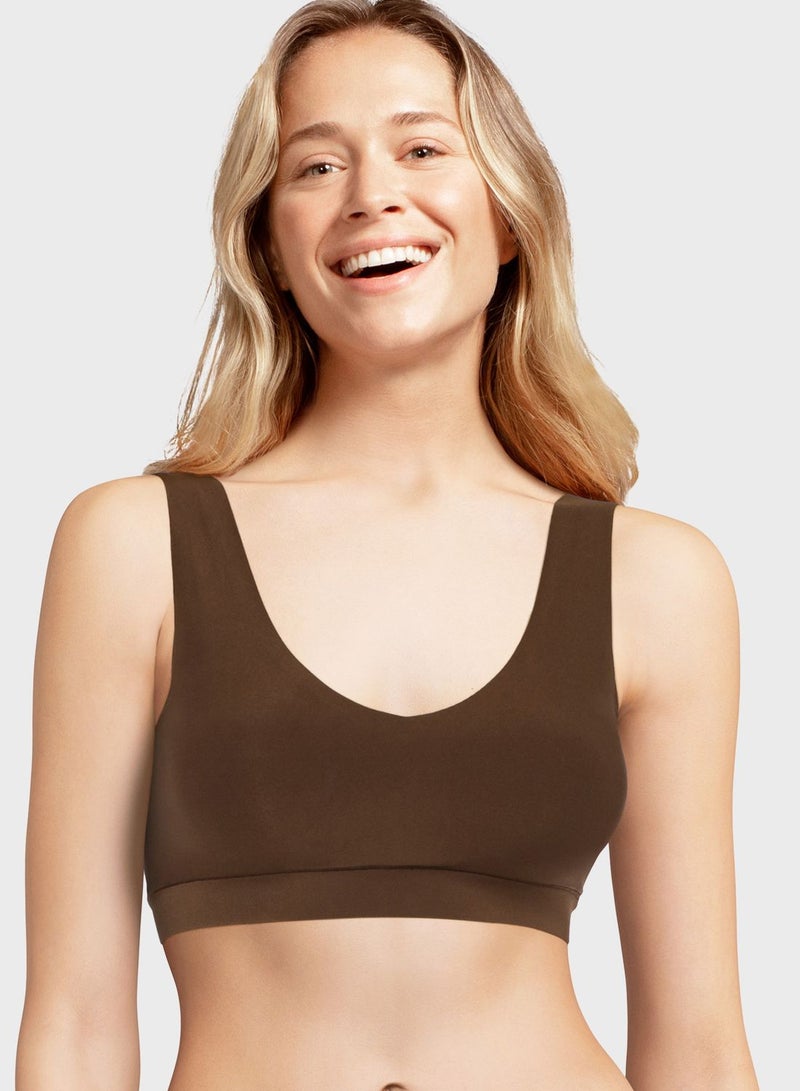 Chantelle - Soft Stretch Padded V Neck Bra Brown - Image 1