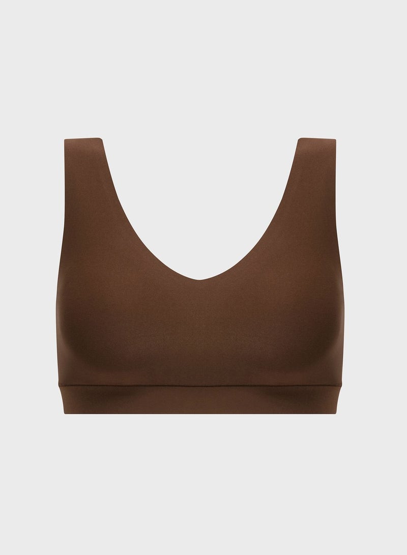 Chantelle - Soft Stretch Padded V Neck Bra Brown - Image 1