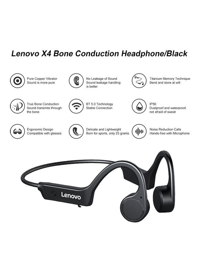 Lenovo X4 Bone Conduction Wireless Headphones Black - Image 5