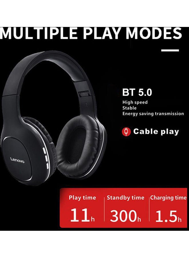 لينوفو سماعة رأس لاسلكية HD300 تعمل بتقنية البلوتوث 5.0 أسود - Image 4