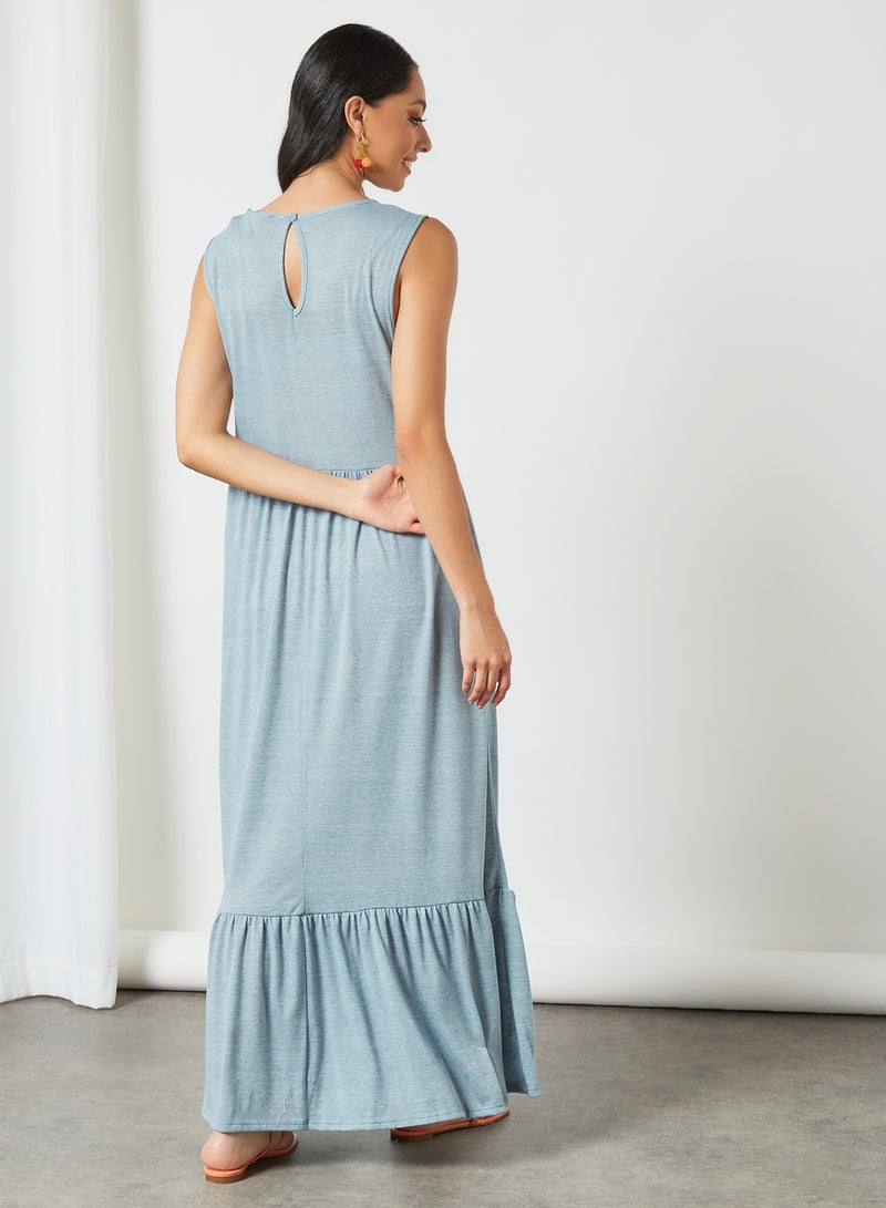 SIVVI for HANIYA Ruffle Hem Maxi Dress Blue - Image 3