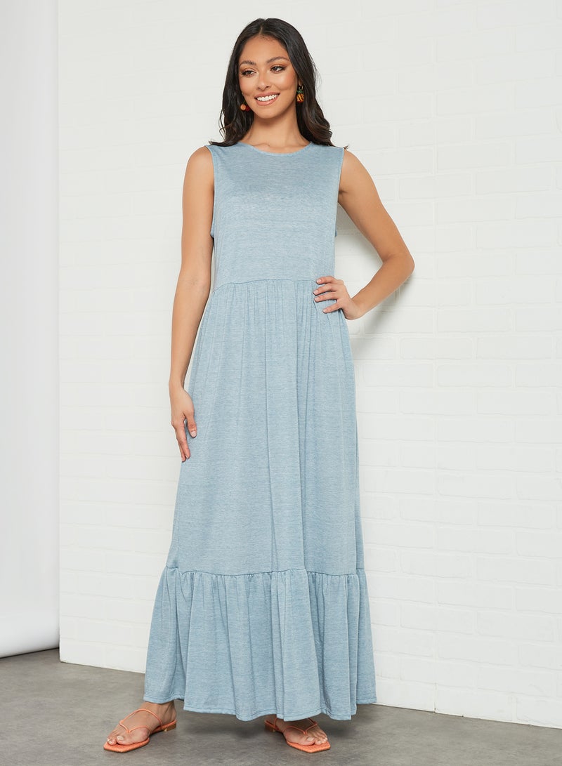 SIVVI for HANIYA Ruffle Hem Maxi Dress Blue - Image 2